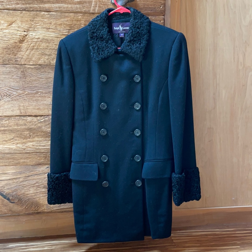 Ralph Lauren Purple Label fur collar wool jacket 1990’s